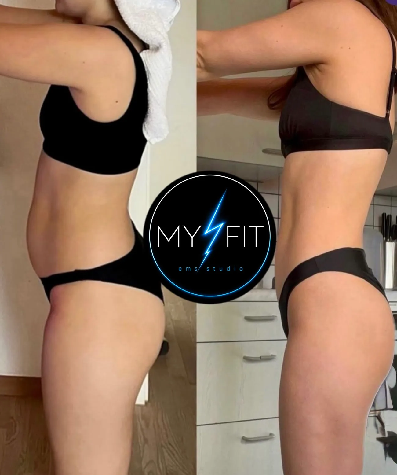 Клиентка MyFit: до и после курса, вид сбоку